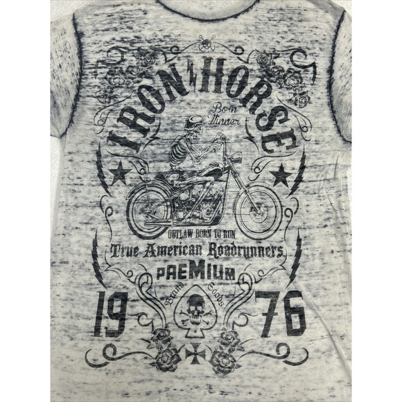 Helix Iron Horse Motorcycle Goth Tattoo Y2K Style Grahphic T-Shirt Size Medium - Picture 2 of 6